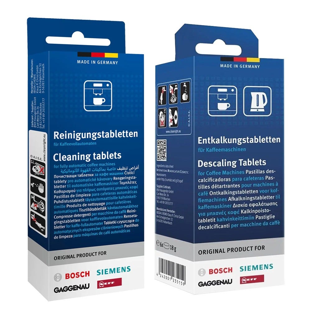 Set di manutenzione per macchina da caffè Bosch - compresse per la decalcificazione + compresse per la pulizia