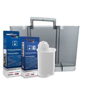 Set di manutenzione per macchina da caffè Bosch/Siemens Serbatoio dell'acqua + Filtro dell'acqua + Decalcificante