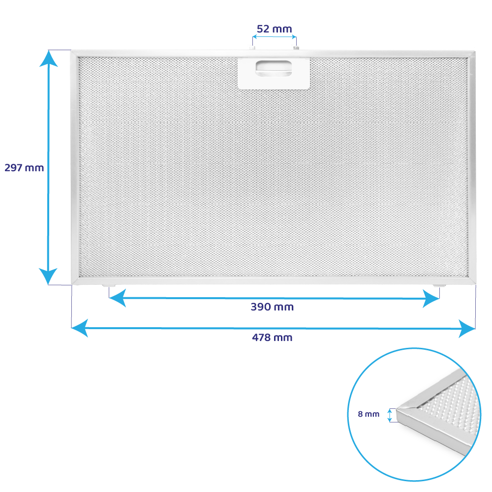 Airlux Filtro in metallo 478x297mm per AHP77 / AHP77IX