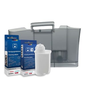 Set di manutenzione per macchina da caffè Bosch/Siemens Serbatoio dell'acqua + Filtro dell'acqua + Decalcificatore