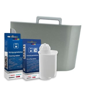 Set di manutenzione per macchina da caffè Bosch/Siemens Serbatoio dell'acqua + Filtro dell'acqua + Decalcificante