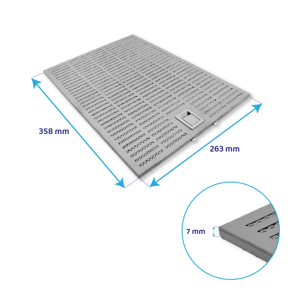 Blaupunkt Filtro metallico antigrasso 358x263mm per 5DK66450 / 5DK69450 / 5DL69450