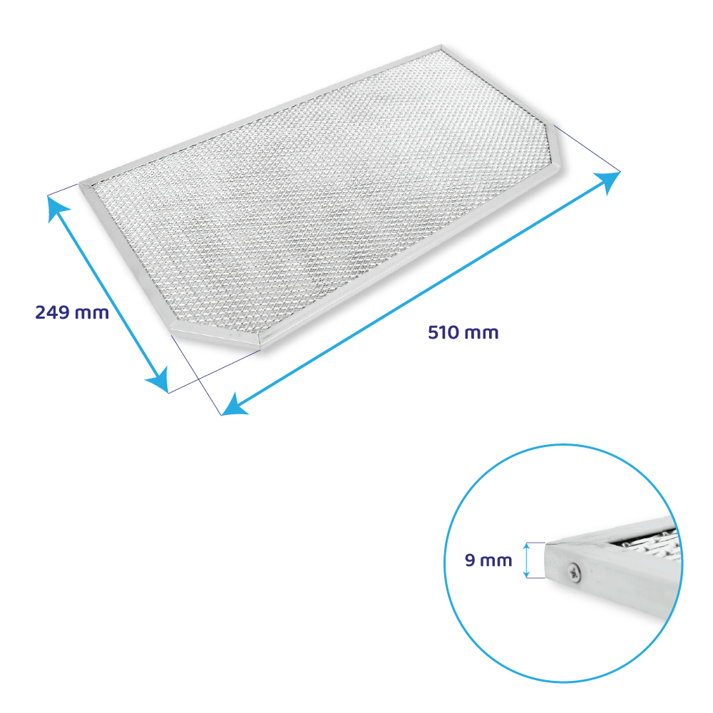 Bosch Filtro metallico antigrasso 249x510x9mm 285348 / 00285348 (posteriore)