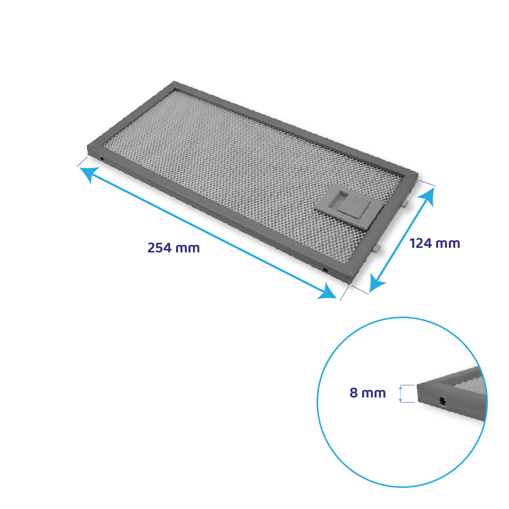 Progress Filtro metallico antigrasso 124x254mm per PDV6060B / PDV9060B