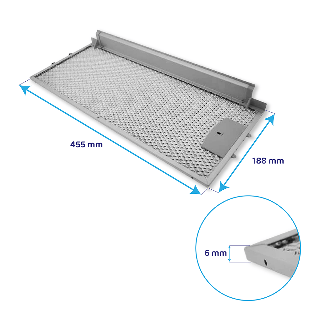 Bosch Filtro metallico antigrasso 455x188mm 434105 / 00434105 (anteriore)