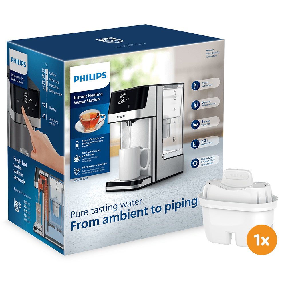 Philips Stazione dell'acqua calda instantanea ADD5910M (filtra PFAS) compatibile con filtri BRITA