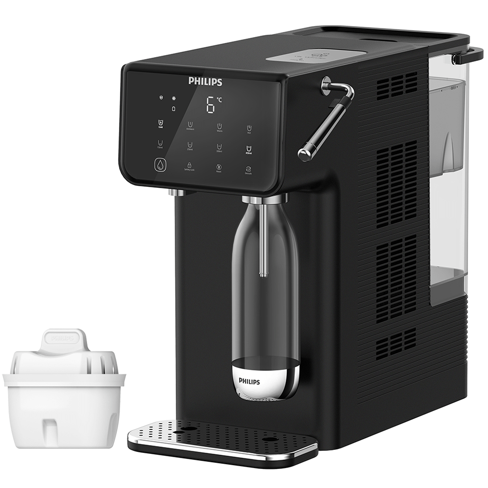 Philips Stazione dell'acqua All-in-One calda + fredda + frizzante ADD5962BK (filtra PFAS) compatibile con filtri BRITA