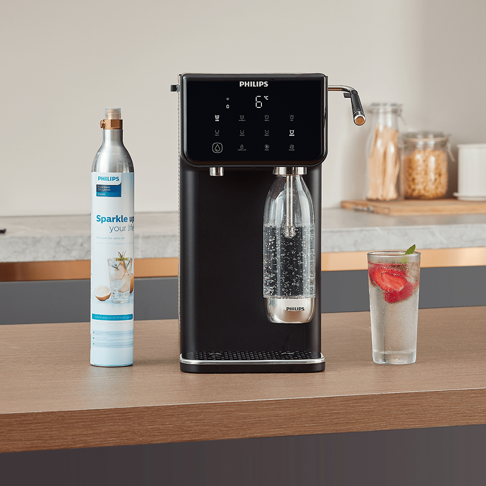 Philips Stazione dell'acqua All-in-One calda + fredda + frizzante ADD5962BK (filtra PFAS) compatibile con filtri BRITA