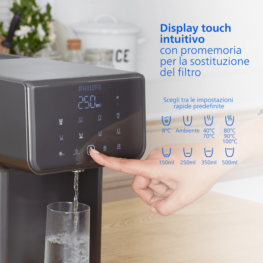 Philips Stazione dell'acqua tutto in uno caldo e freddo ADD5981GR (filtra PFAS) compatibile con BRITA