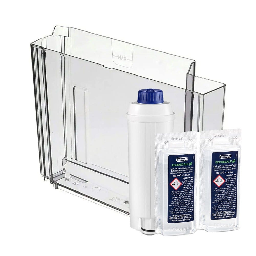 Kit manutenzione per macchina caffè De'Longhi Serbatoio per acqua + Filtro per acqua + Decalcificante