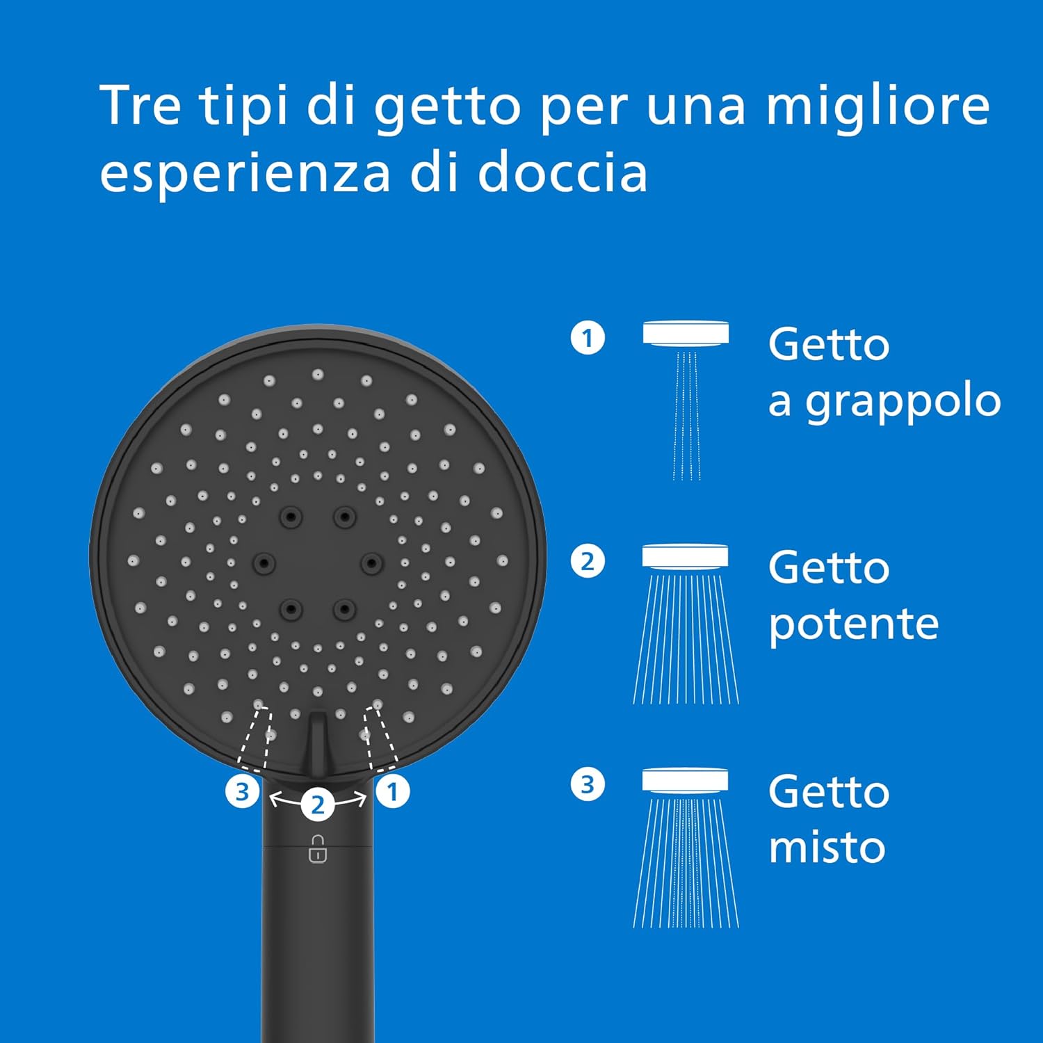 Philips Soffione Doccia con filtro nero ASH1516BK