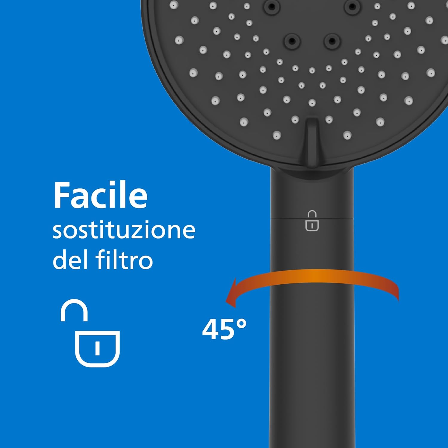 Philips Soffione Doccia con filtro nero ASH1516BK