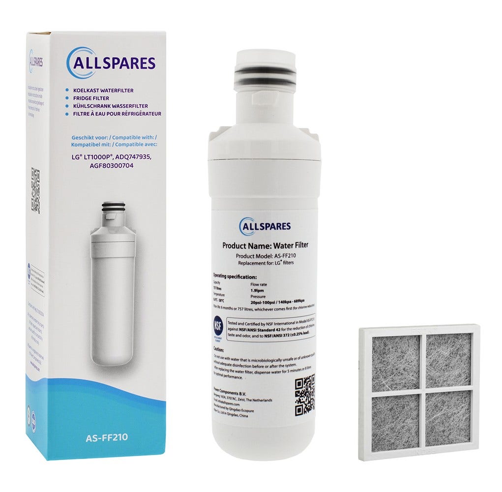 Set di ricambio filtro aria frigorifero + filtro acqua LT1000P compatibile con LG