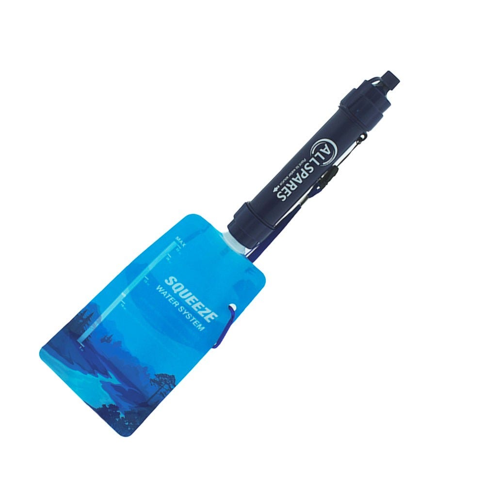 Filtro acqua da esterno + sacca dell'acqua comprimibile (0,65L) (Kit 3 pz.)