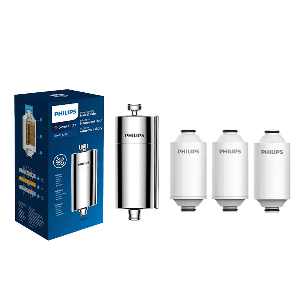 Philips filtro per doccia (cromato) con 3 cartuccia compatibile con tutti rubinetti e tubi