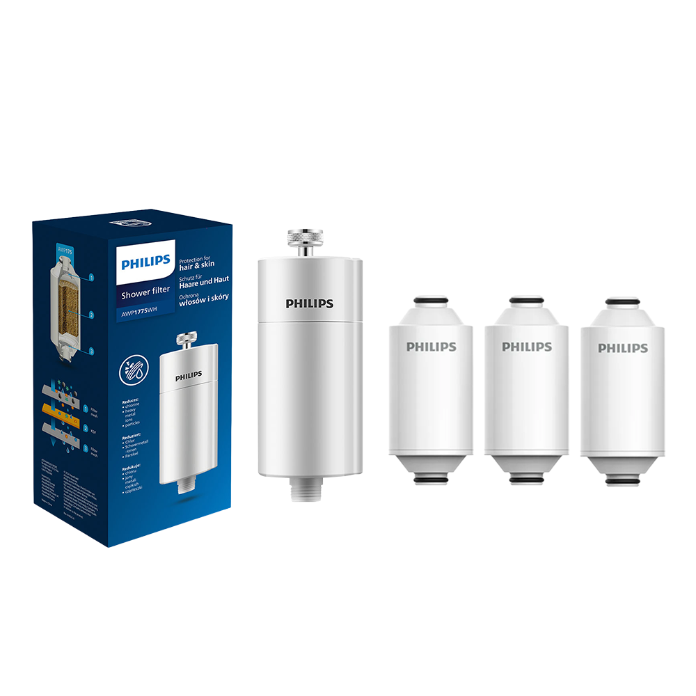 Philips filtro per doccia (bianco) con 3 cartuccia compatibile con tutti rubinetti e tubi