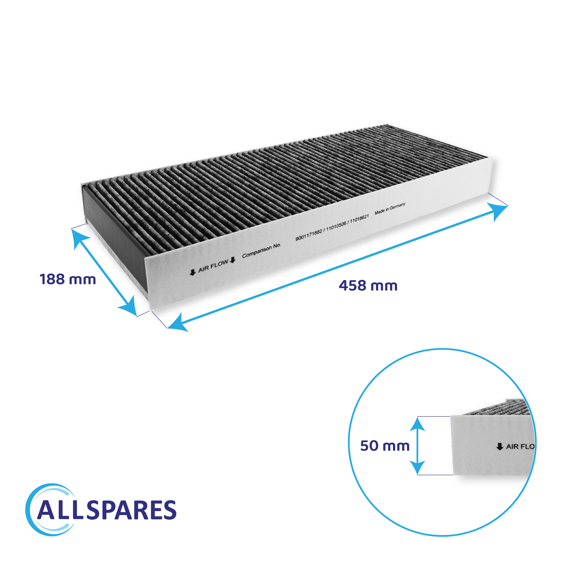 Filtro a carboni attivi compatibile con Bosch CleanAir 11018621 / DSZ4681 / 11034172