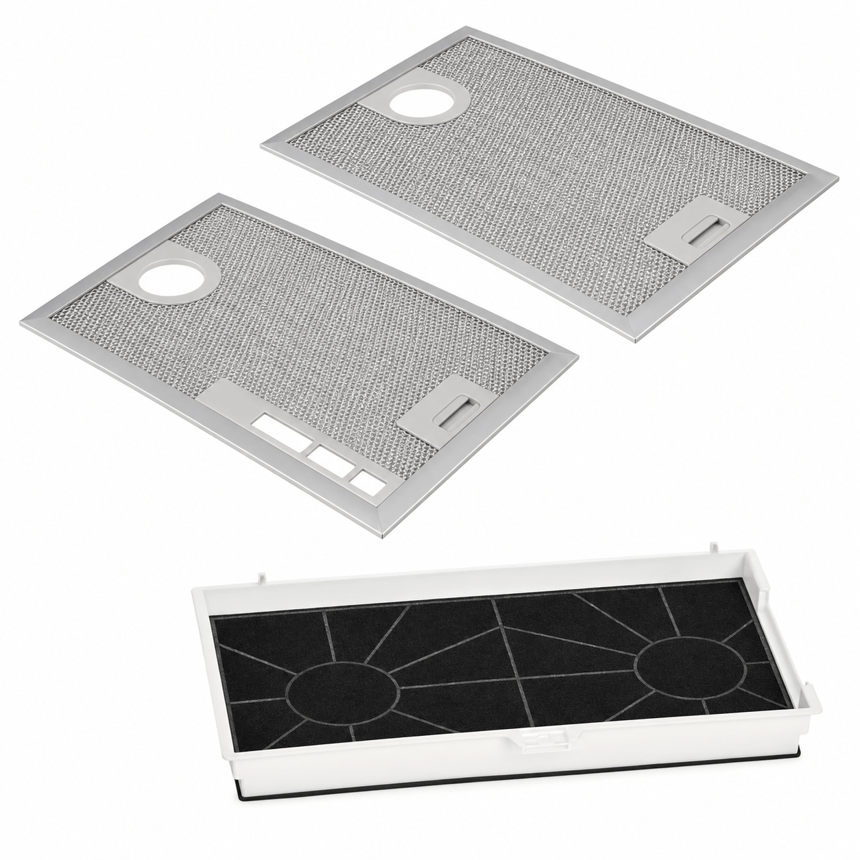 Kit Filtro a carboni attivi (1 pz.) e Filtro metallico (2 pz.) compatibile con Bosch DHL555B…