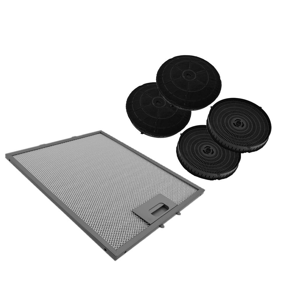 Filtro a carbone attivo (4 pz) + Filtro metallico (1 pz) compatibile con Elica Stripe