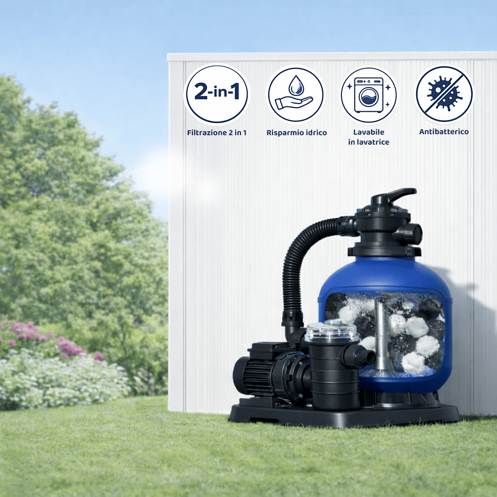 Aqualoon Sfere filtranti per piscina Duo (700g = 25kg di sabbia) | Bianco: ultrafiltrazione, Nero: anti-odori