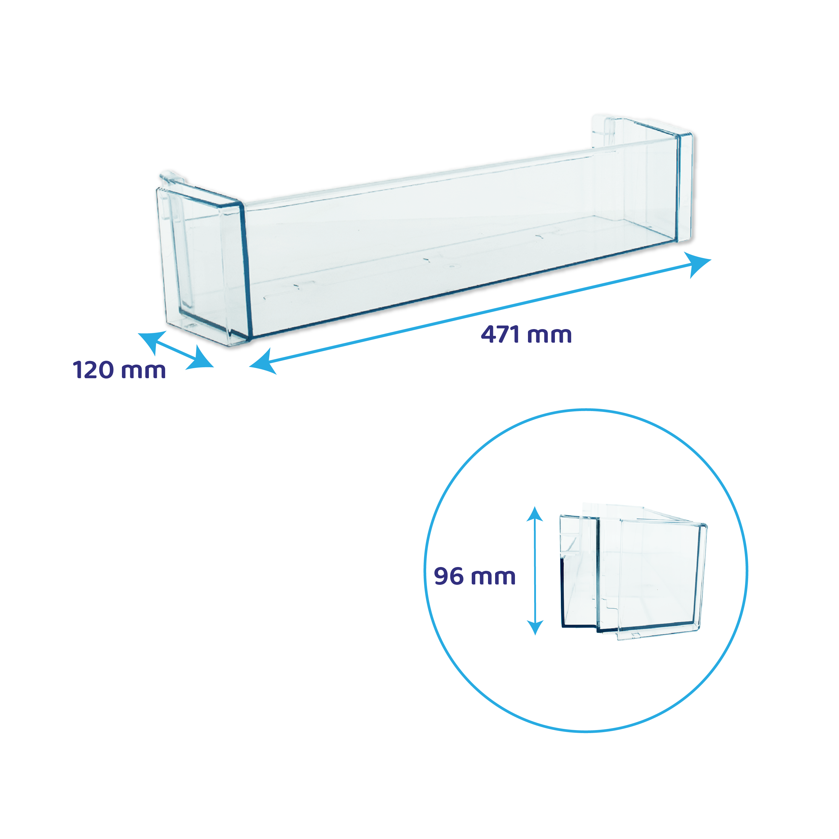 Balconcino portabottiglie per frigorifero 471x120mm compatibile con Bosch 00709646