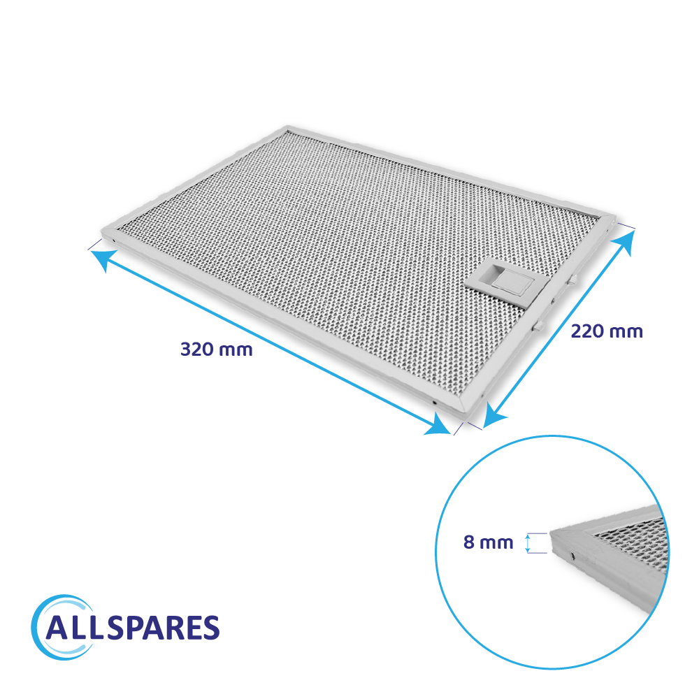 Filtro metallico antigrasso 320x220mm compatibile con Siemens 362380 / 00362380