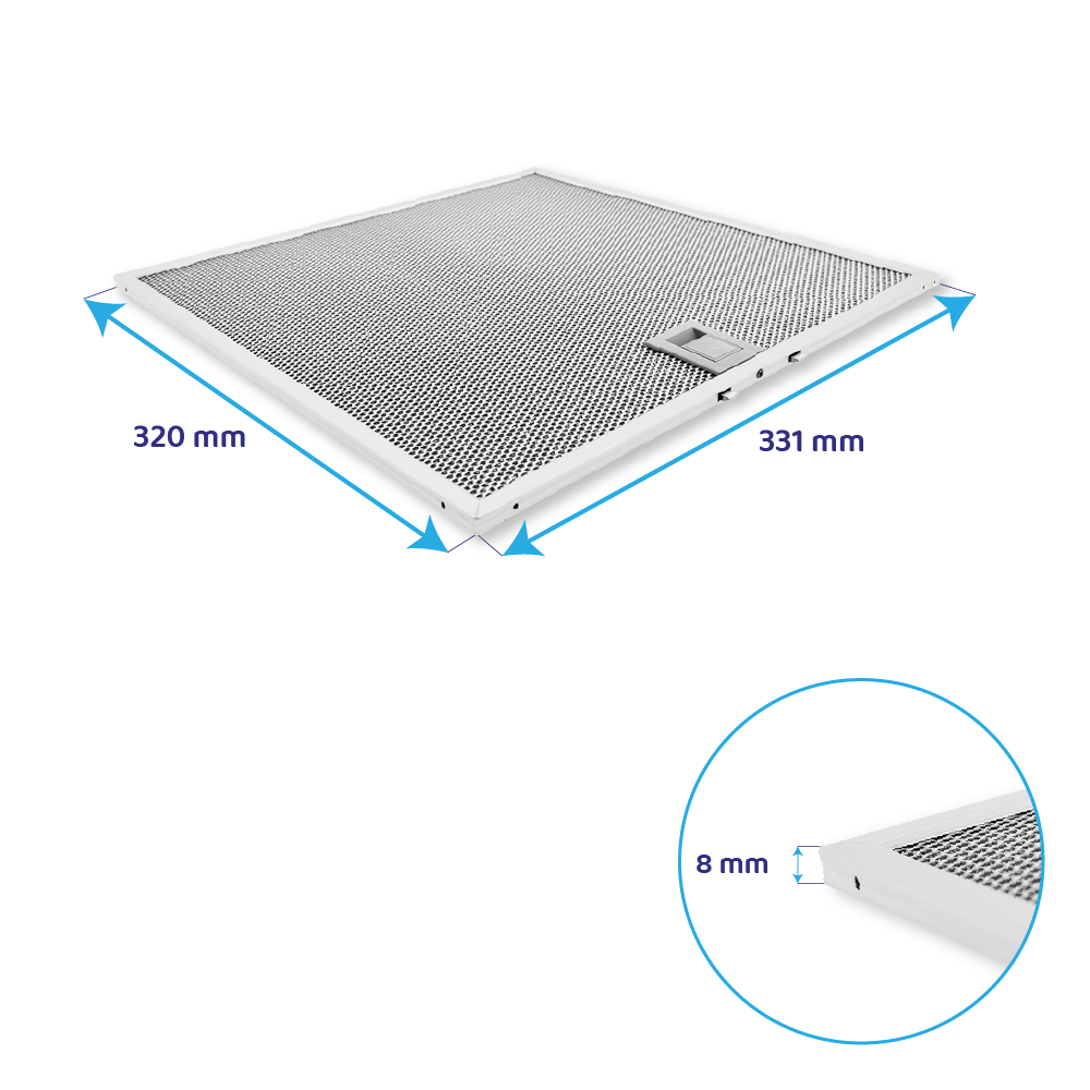 Filtro metallico antigrasso 320x330mm compatibile con Siemens 362381 / 00362381