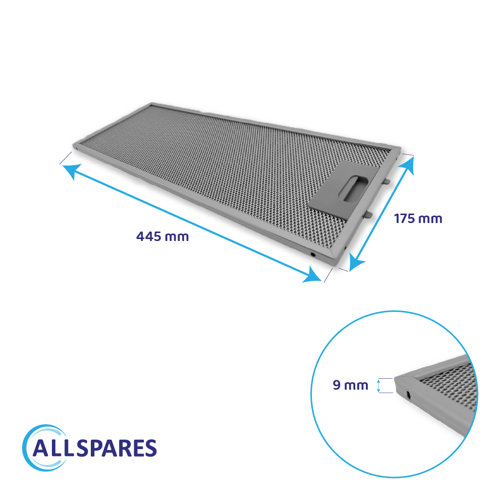 Filtro metallico antigrasso 445x175mm compatibile con 352813 / 00352813