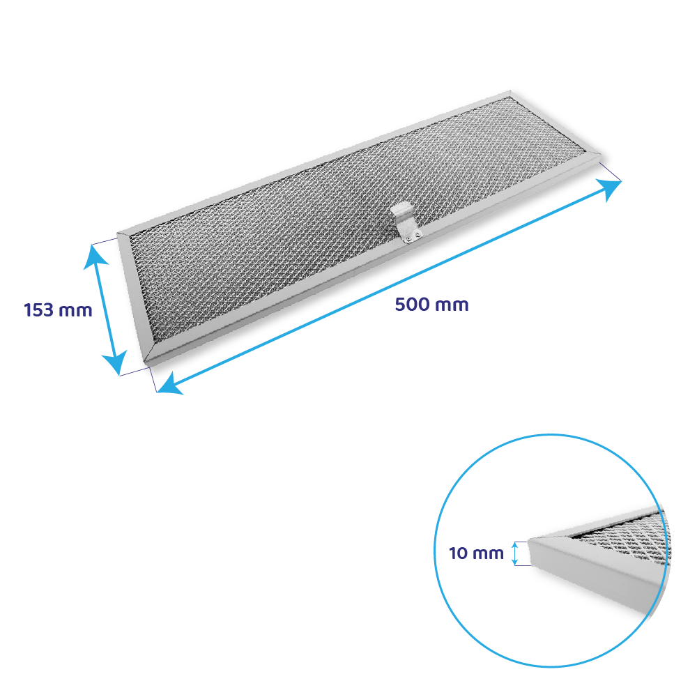 Filtro metallico antigrasso 500x153mm compatibile con Novy 605014