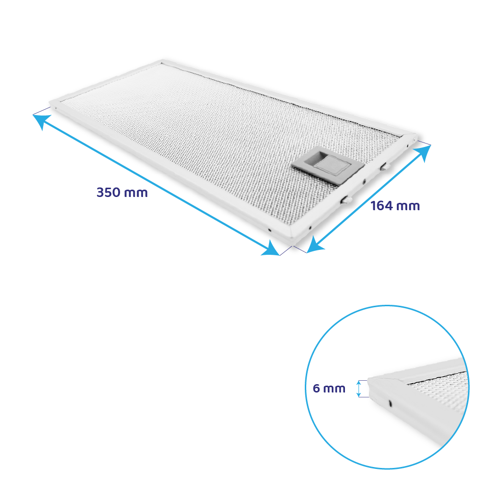 Filtro metallico antigrasso 350x164mm compatibile con Gaggenau AF280190...