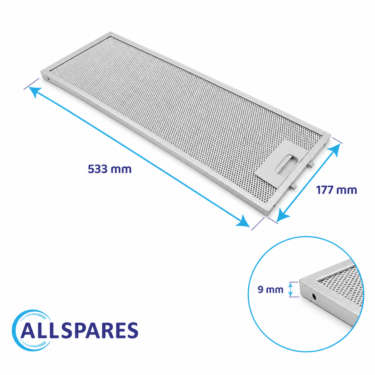 Filtro metallico antigrasso 532x176mm compatibile con GF023B / 481248058305