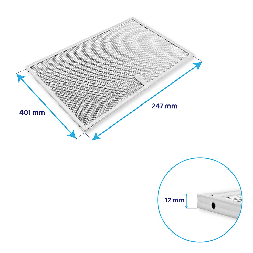 Filtro metallico antigrasso 401x247mm compatibile con Novy 7400020