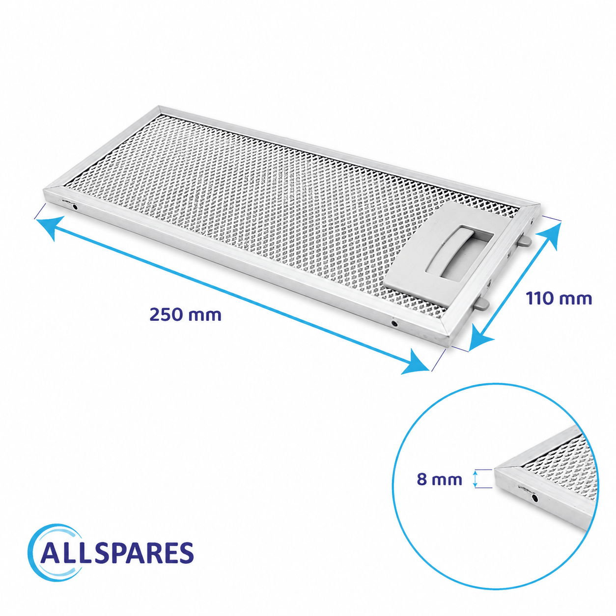 Filtro metallico antigrasso 250x110mm compatibile con Bosch 11022470