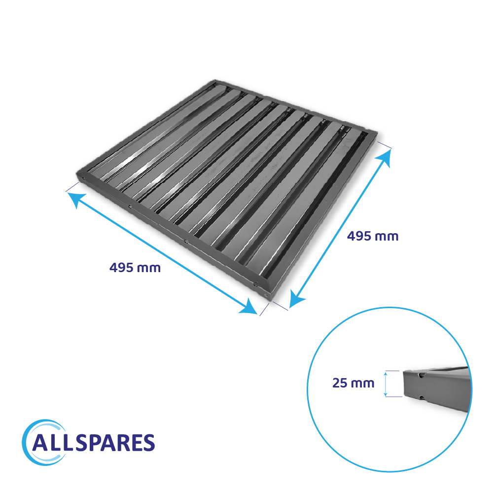 Filtro a labirinto in acciaio inox 495×495×25mm Tipo B – antigrasso a lamelle per cappa aspirante professionale