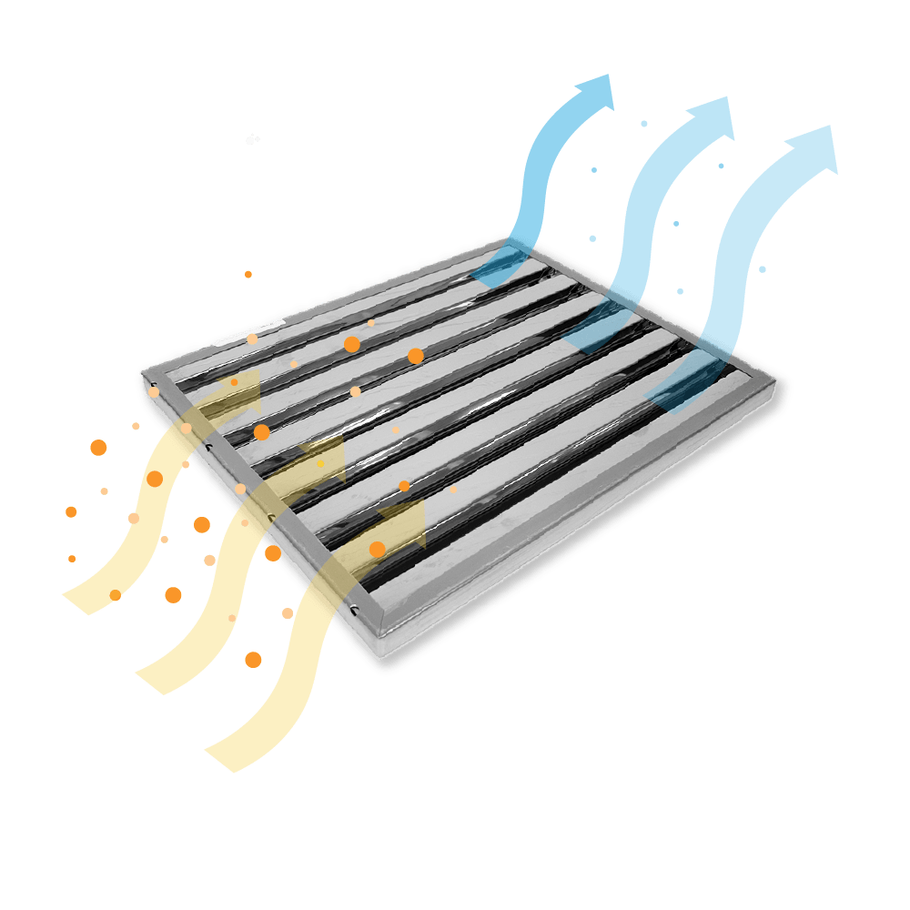 Filtro a labirinto in acciaio inox 500×400×25 mm Tipo B – antigrasso a lamelle per cappa aspirante professionale