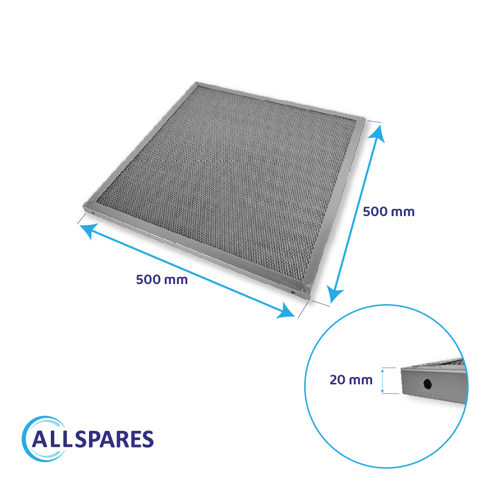 Filtro a rete in acciaio inox 500x500x20mm per cappa aspirante professionale