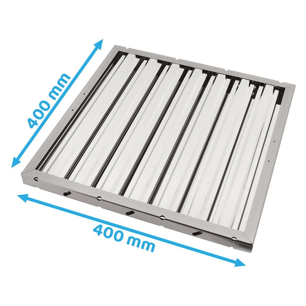 Filtro a labirinto in acciaio inox 400×400×25mm Tipo A – anti-grasso a lamelle per cappa aspirante professionale