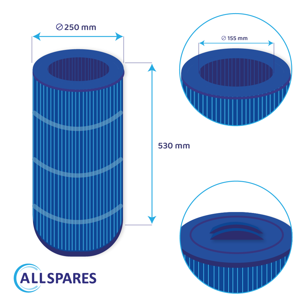 Filtro a cartuccia per piscina compatibile con Waterair CW100 (antibatterico)