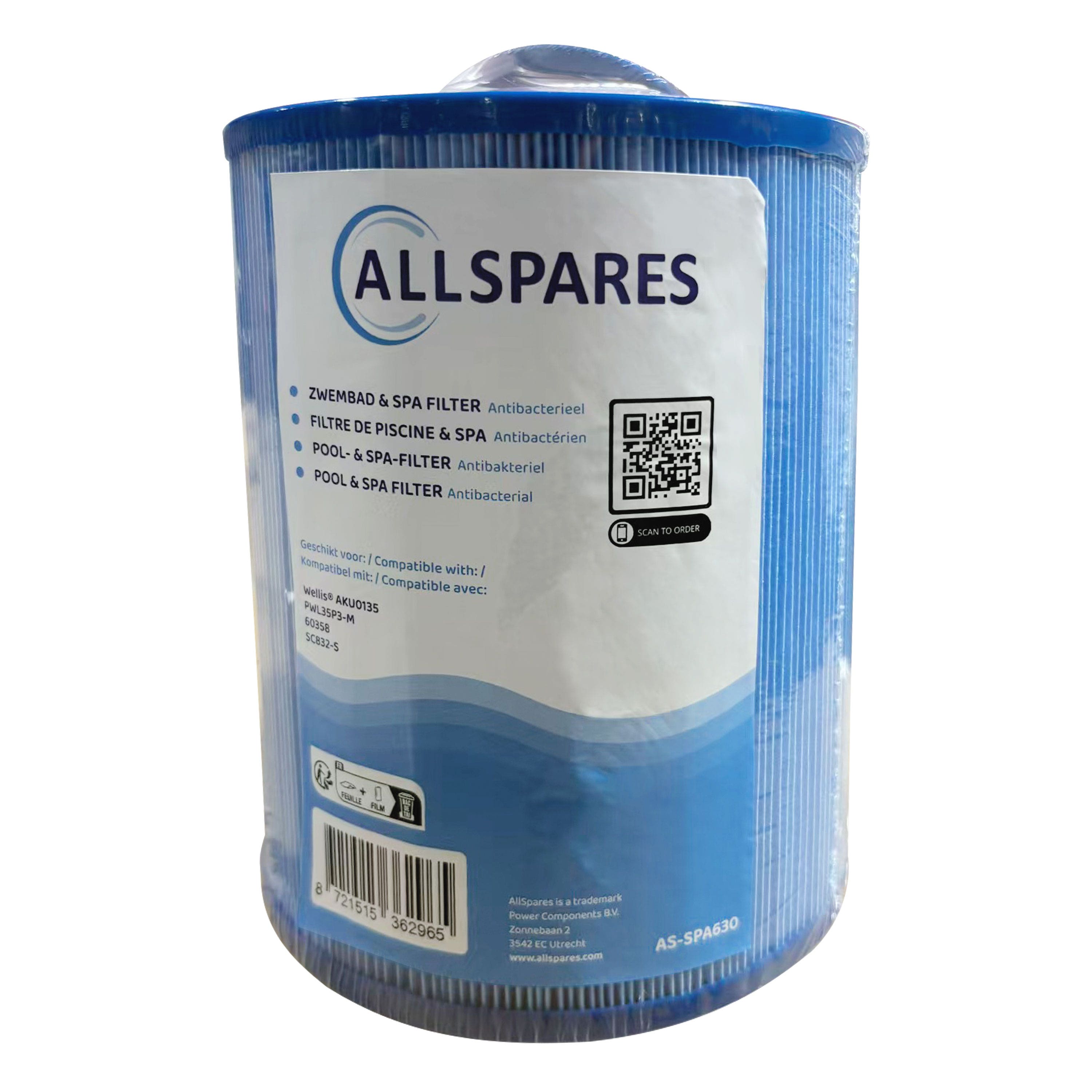 Filtro a cartuccia compatibile con Wellis AKU0135 / PWL35P3-M / 60358 (antibatterico)