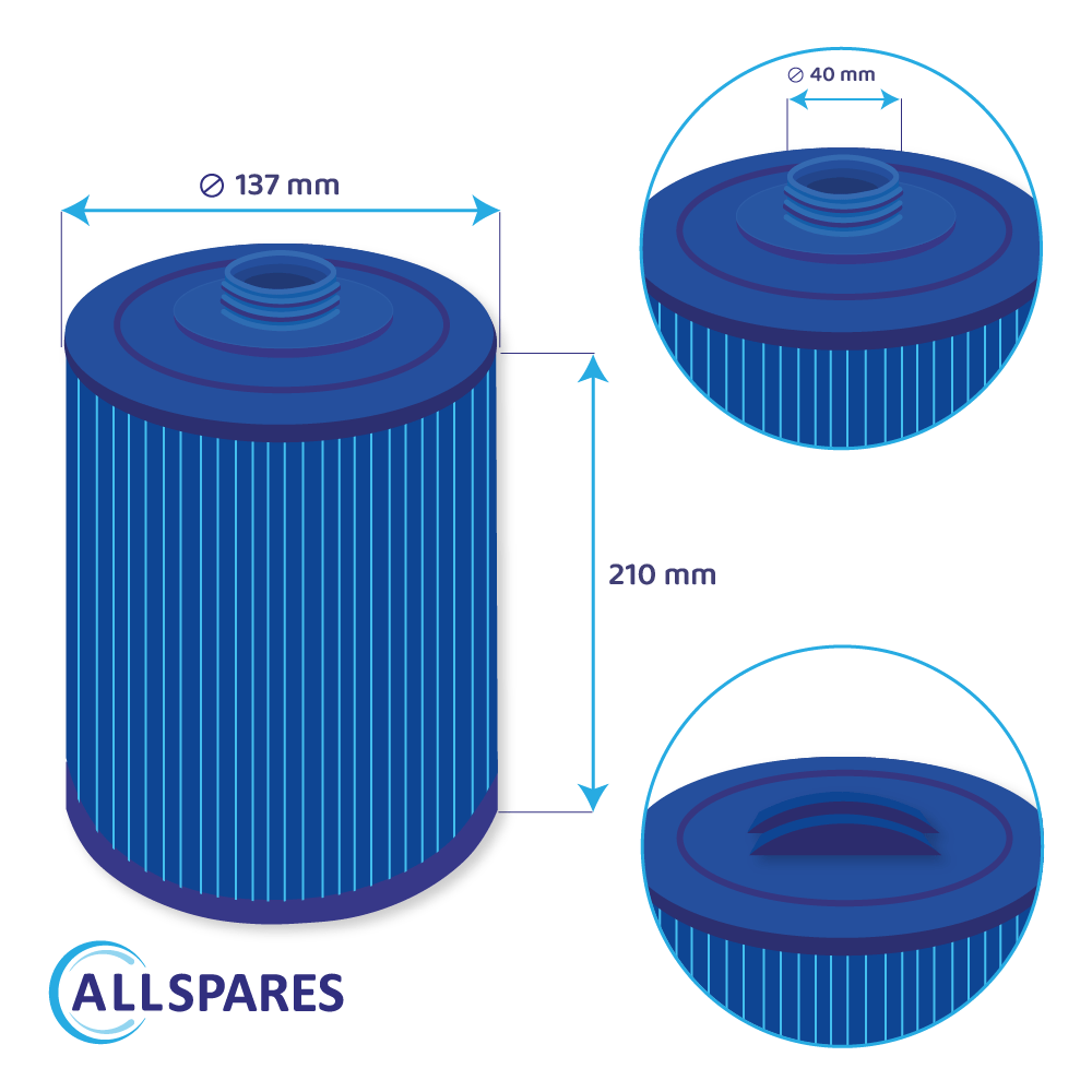 Filtro a cartuccia per minipiscina compatibile con Riptide Type B / 50282 / SC864-S