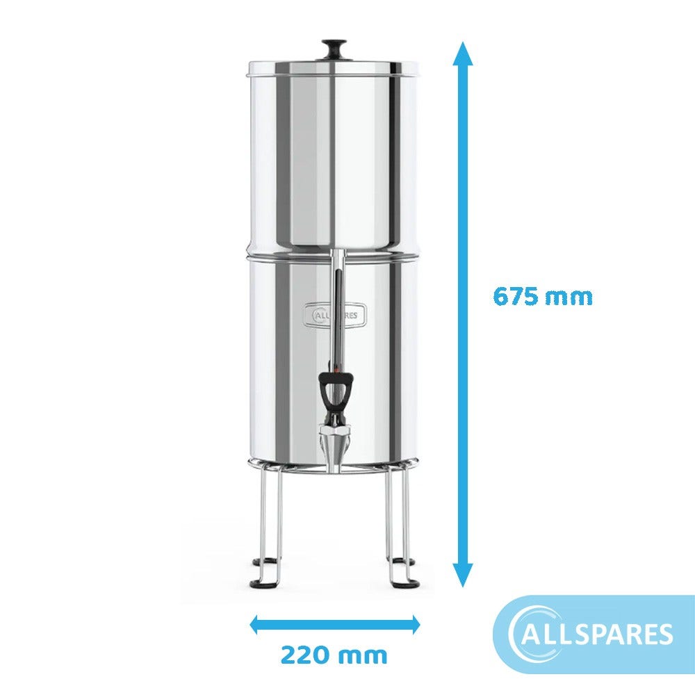 Sistema di filtraggio dell'acqua a gravità in acciaio inossidabile (8,5 l) include 2 filtri a carbone e 2 filtri al fluoro
