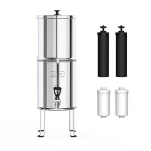 Sistema di filtraggio dell'acqua a gravità in acciaio inossidabile (8,5 l) include 2 filtri al carbone e 2 filtri al fluoro