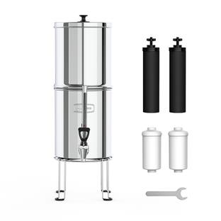 Sistema di filtraggio dell'acqua a gravità in acciaio inossidabile (8,5 l) include 2 filtri a carbone e 2 filtri al fluoro