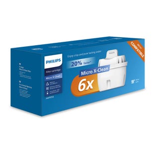 Filtro dell'acqua Micro X-Clean Philips 6-pack (filtra PFAS) compatibile con BRITA Maxtra+