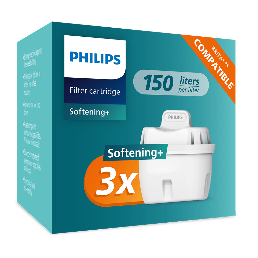  Filtro dell'acqua Softening+ 3-pack Philips (filtra PFAS) compatibile con BRITA Maxtra+