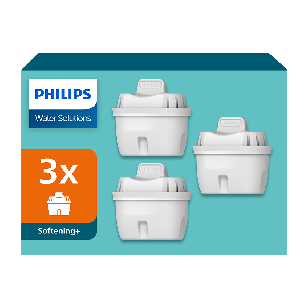 Philips Filtro acqua Softening+ 3-pack (filtra PFAS) compatibile con BRITA Maxtra+