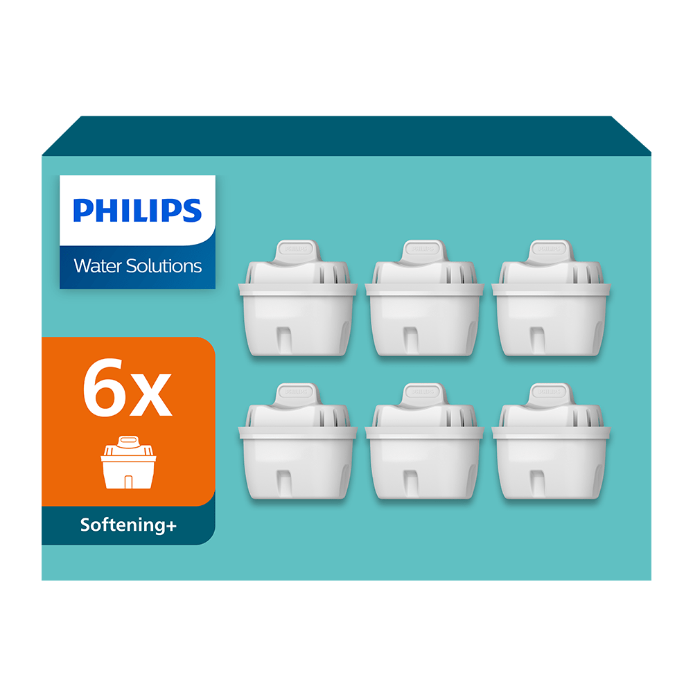 Philips Filtro acqua Softening+ 6-pack (filtra PFAS) compatibile con BRITA Maxtra+