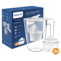 Caraffa filtrante 2,6 l + 3 filtri per acqua Micro X-Clean Philips (filtra PFAS) AWP2933WHT3