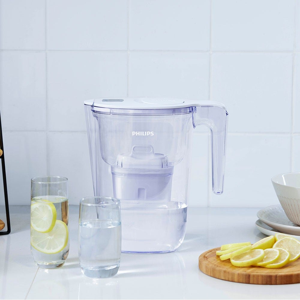 Philips Caraffa filtrante 2,6L + 3 Filtri Micro X-Clean (filtra PFAS) AWP2933WHT3
