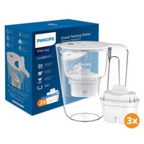 Caraffa filtrante da 3,4 litri + 3 filtri per acqua Micro X-Clean Philips (filtra PFAS) AWP2953WHT3